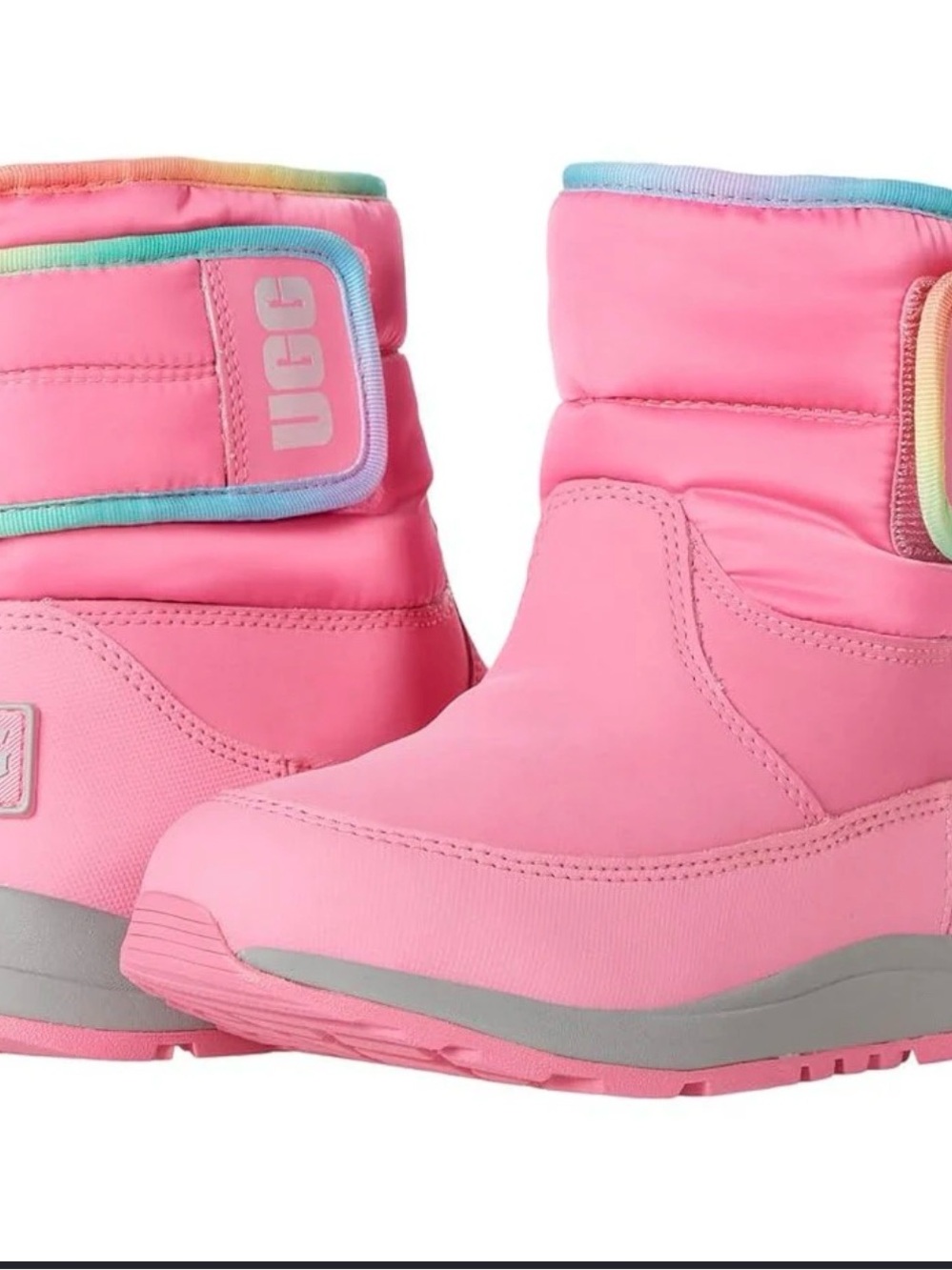 UGG Kids Pink Rainbow-Trim Winter Boots